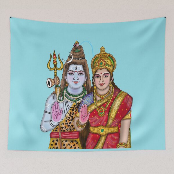 Item preview, Lord Shiva Parvati Artwork | Divine Hindu Couple Digital Painting | Spiritual Art designed and sold by Harshit_Digital_Arts.