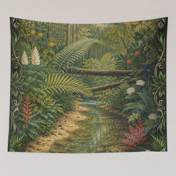 Item preview, The Deep El Yunque Rainforest - as painted by H. Rosseau via ChatGTP designed and sold by www.elyunqueprints.store.