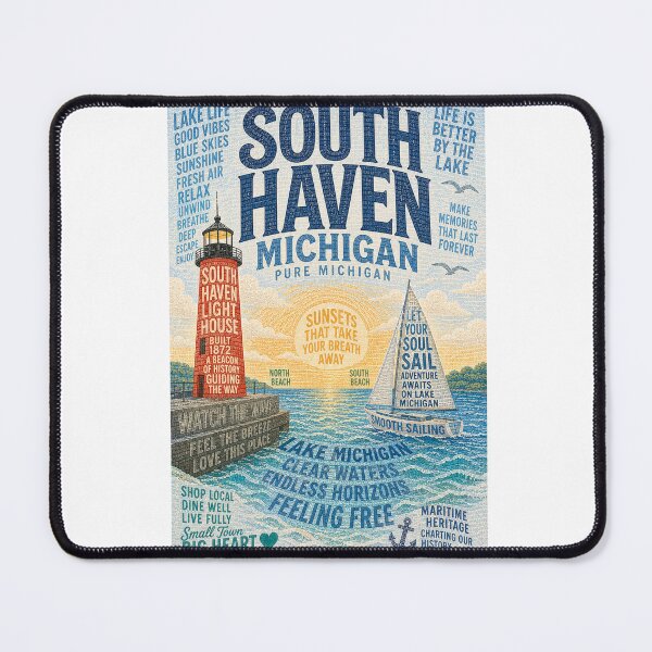 Item preview, South Haven Lighthouse Lake Michigan Sunset Beach Town Escape designed and sold by Aryabek.