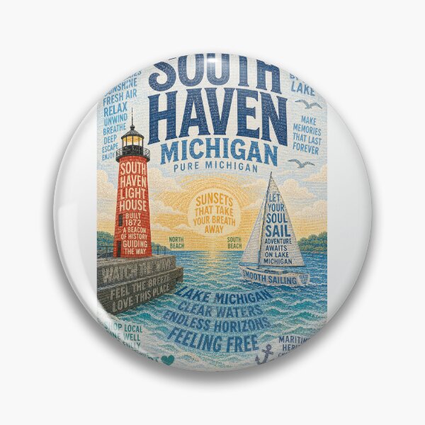 Item preview, South Haven Lighthouse Lake Michigan Sunset Beach Town Escape designed and sold by Aryabek.