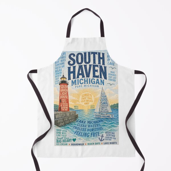 Item preview, South Haven Lighthouse Lake Michigan Sunset Beach Town Escape designed and sold by Aryabek.