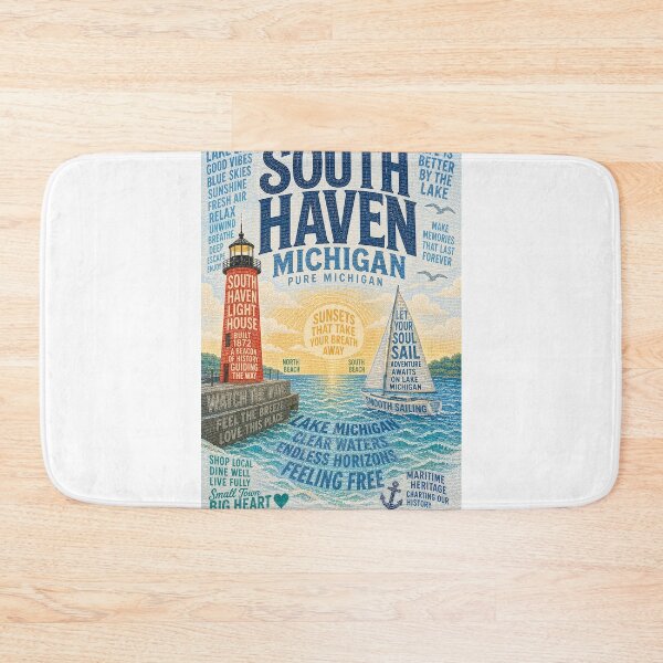 Item preview, South Haven Lighthouse Lake Michigan Sunset Beach Town Escape designed and sold by Aryabek.