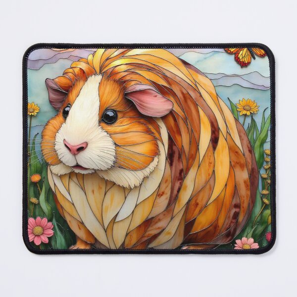 Item preview, Stained-glass Squeaker Wheeking Long Haired- Guinea Pig Art designed and sold by highvibz72.