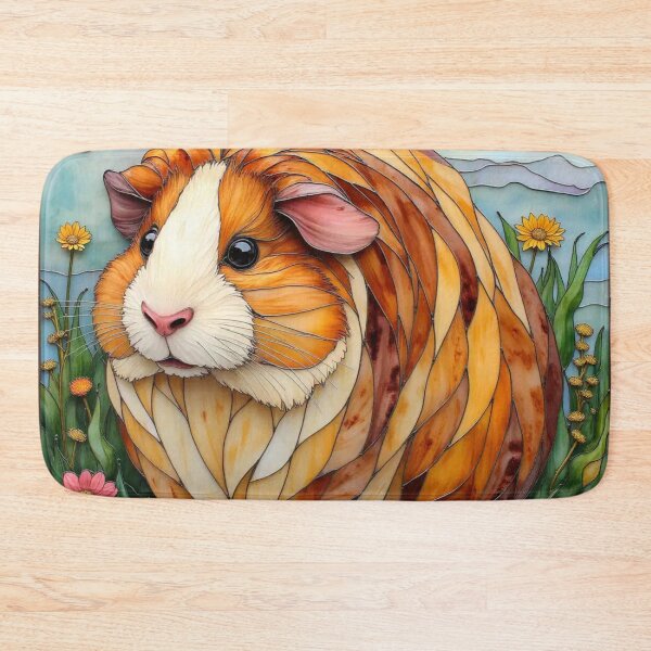 Item preview, Stained-glass Squeaker Wheeking Long Haired- Guinea Pig Art designed and sold by highvibz72.