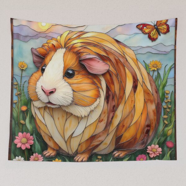 Item preview, Stained-glass Squeaker Wheeking Long Haired- Guinea Pig Art designed and sold by highvibz72.