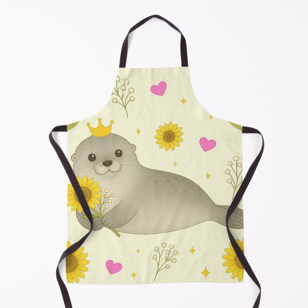 Item preview, Fluffy Gray Seal with Sunflowers - Cream designed and sold by HIMEKARI.