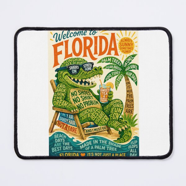 Item preview, Welcome to Florida Alligator Sunshine State Palm Trees Beach Lifestyle Coastal Travel designed and sold by Aryabek.