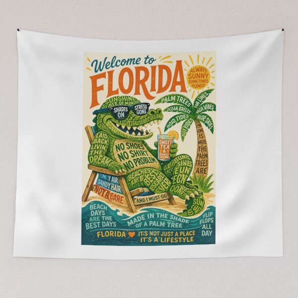 Item preview, Welcome to Florida Alligator Sunshine State Palm Trees Beach Lifestyle Coastal Travel designed and sold by Aryabek.