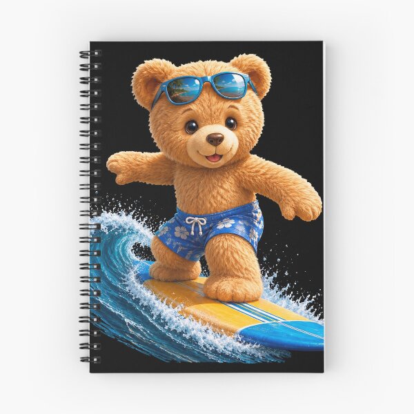 Item preview, Brave Teddy Bear Riding the Waves Surfing Board on Black Shapes Mania designed and sold by Shapes-Mania.