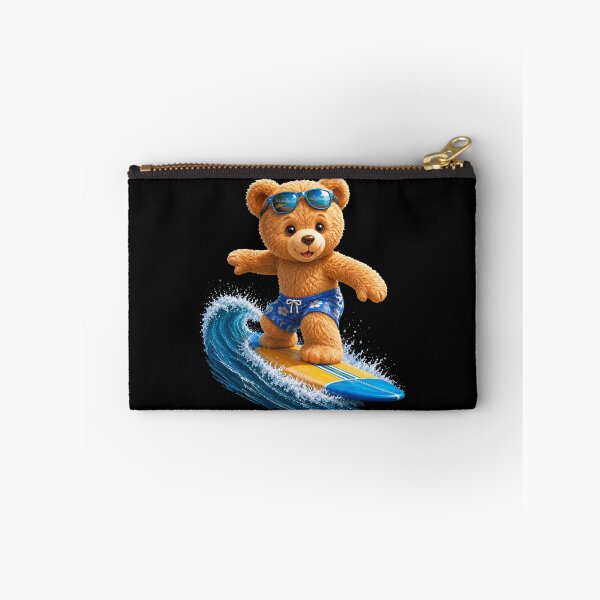 Item preview, Brave Teddy Bear Riding the Waves Surfing Board on Black Shapes Mania designed and sold by Shapes-Mania.