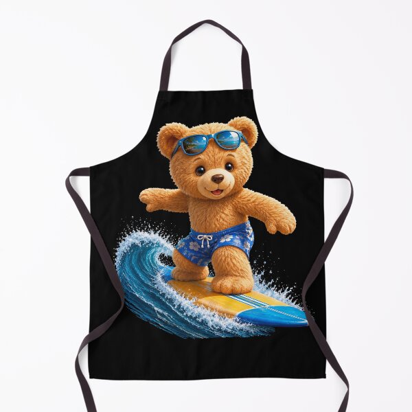 Item preview, Brave Teddy Bear Riding the Waves Surfing Board on Black Shapes Mania designed and sold by Shapes-Mania.