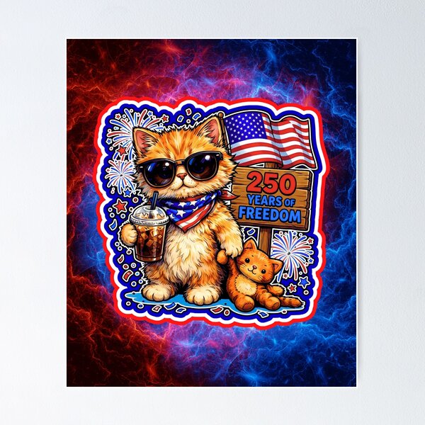 Item preview, American Cat 250 Years designed and sold by WoodburyLake.