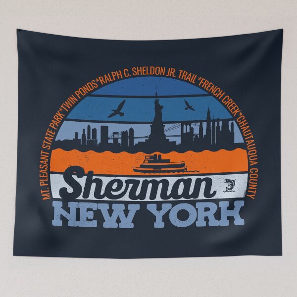 Item preview, Sherman New York Sunset Retro Vintage Local Pride Logo designed and sold by CRHPOD20.