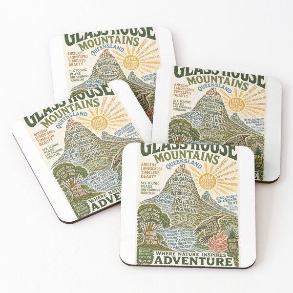 Item preview, Glass House Mountains Queensland Australia Volcanic Peaks Landscape designed and sold by Aryabek.