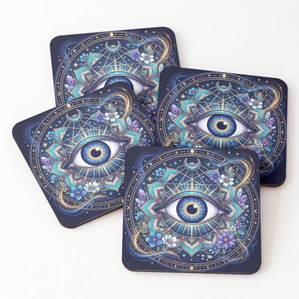 Item preview, Evil Eye Talisman Mystical Floral Crystal  Celestial Mandala - Witchy Boho Art designed and sold by Rovano.