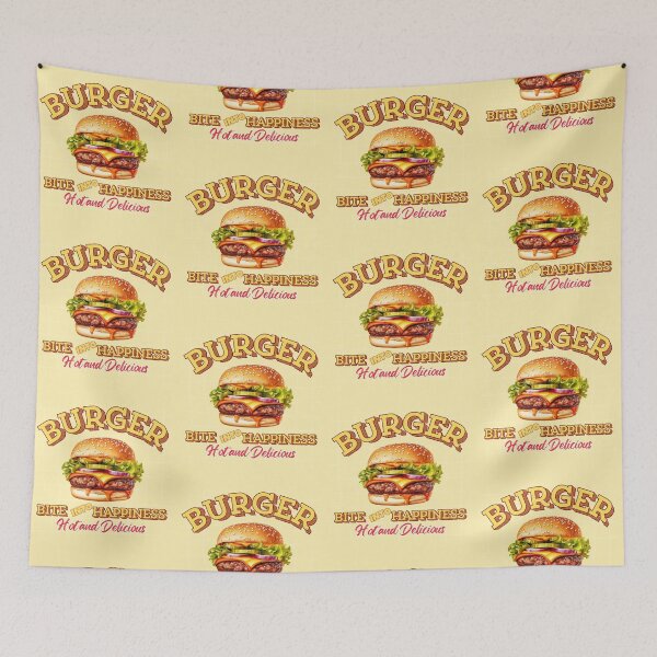 Item preview, Vintage Diner Burger Bite Into Happiness Graphic designed and sold by SilverSeaBKK.