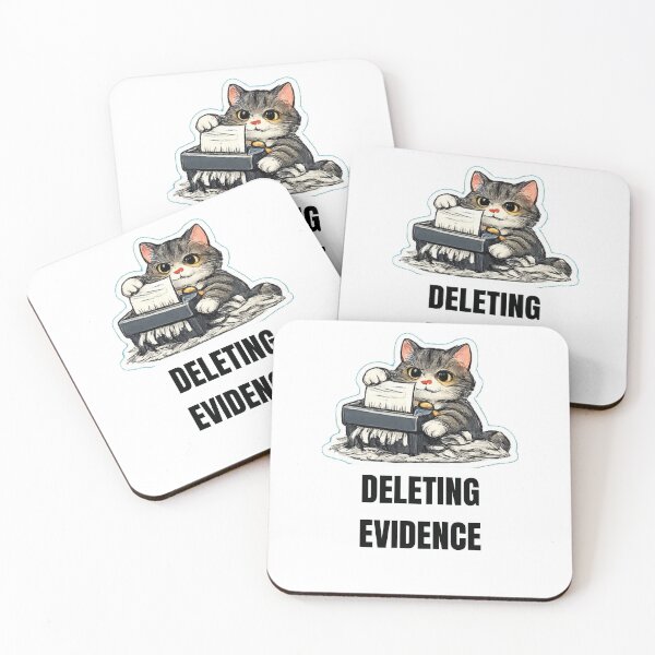 Item preview, DELETING EVIDENCE office cat design designed and sold by DailyQuestPrint.