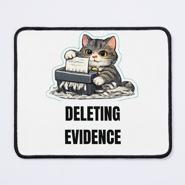 Item preview, DELETING EVIDENCE office cat design designed and sold by DailyQuestPrint.