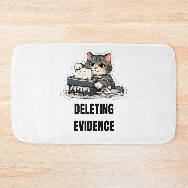 Item preview, DELETING EVIDENCE office cat design designed and sold by DailyQuestPrint.
