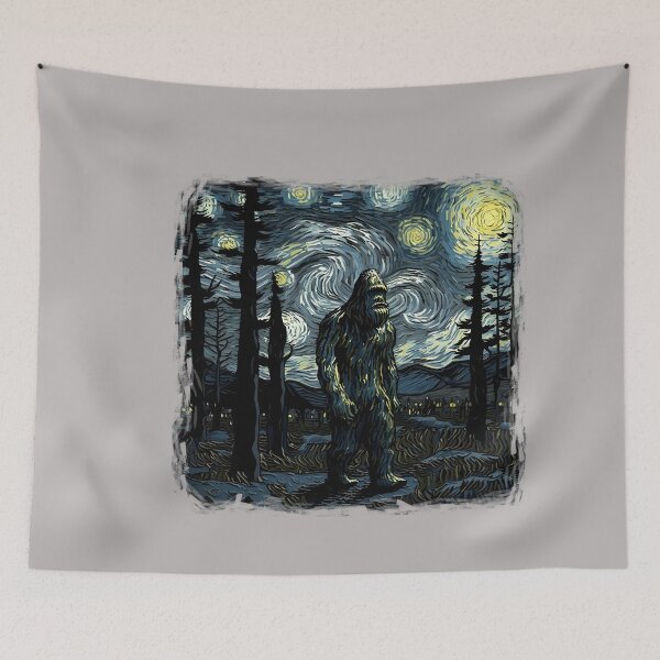 Item preview, Bigfoot Starry Night Sasquatch Van Gogh Sky Painting Art Long Sleeve designed and sold by GreggRoss.