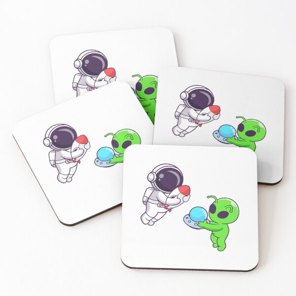 Item preview, Cute Astronaut and Alien Space Friendship Cartoon designed and sold by Anke W 	 Ehrlichmann.