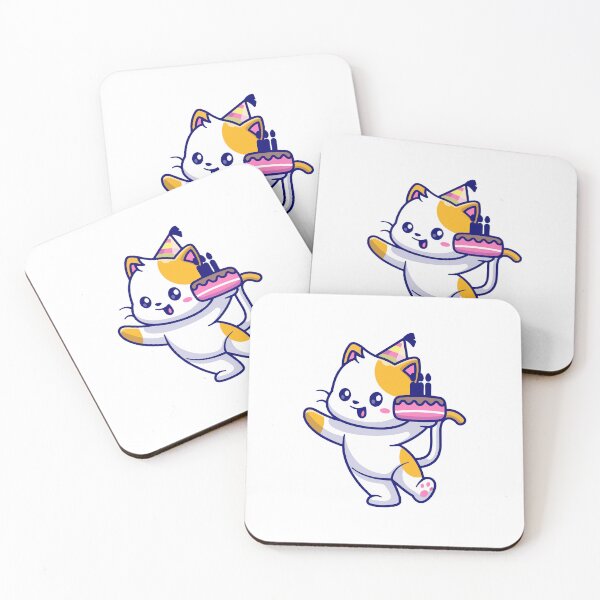 Item preview, Cute Birthday Cat holding Cake Cartoon designed and sold by Anke W 	 Ehrlichmann.
