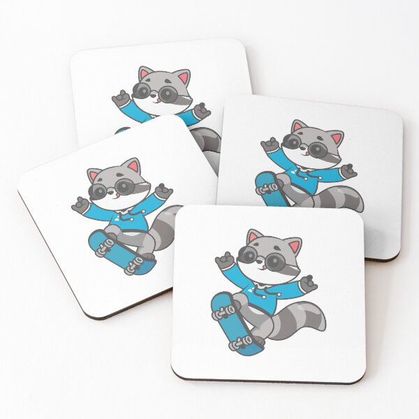 Item preview, Cool Skateboarder Raccoon wearing Sunglasses Cartoon designed and sold by Anke W 	 Ehrlichmann.