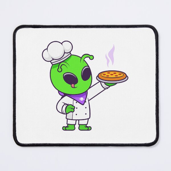 Item preview, Cute Alien Chef serving Pizza Cartoon designed and sold by Anke W Ehrlichmann.