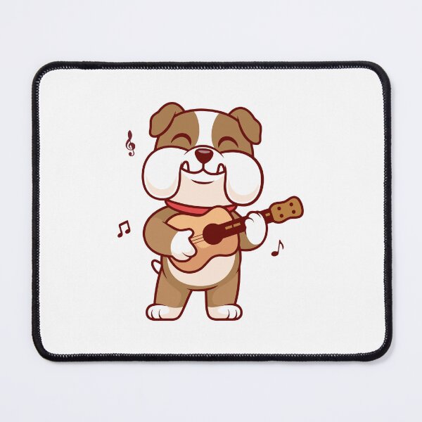 Item preview, Happy Bulldog Playing Ukulele Guitar Cartoon designed and sold by Anke W Ehrlichmann.