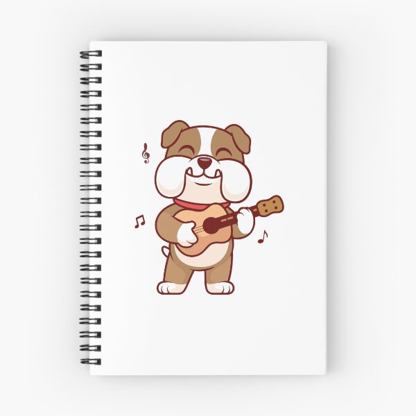 Item preview, Happy Bulldog Playing Ukulele Guitar Cartoon designed and sold by Anke W 	 Ehrlichmann.