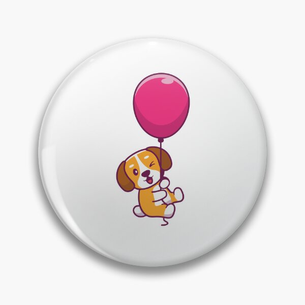 Item preview, Cute Puppy Floating with Pink Balloon designed and sold by Anke W 	 Ehrlichmann.