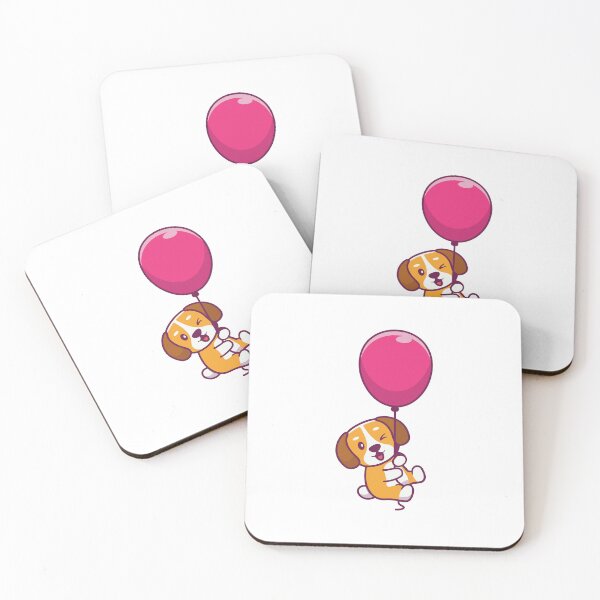 Item preview, Cute Puppy Floating with Pink Balloon designed and sold by Anke W 	 Ehrlichmann.