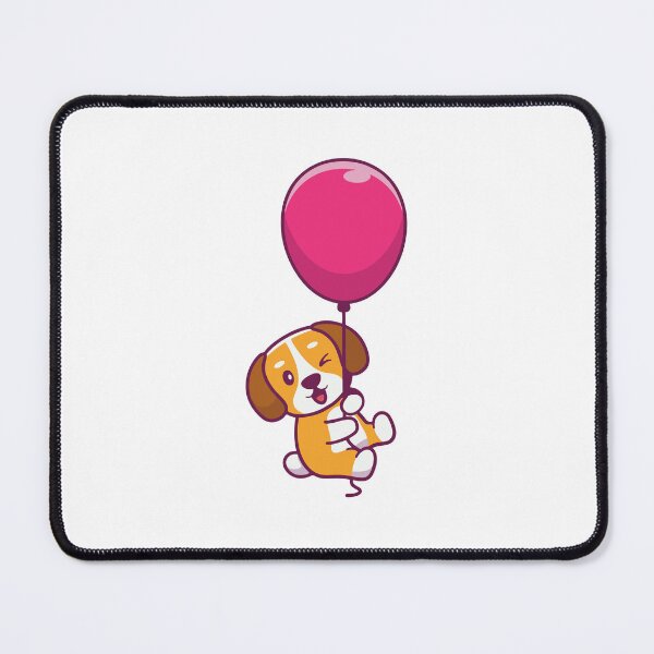 Item preview, Cute Puppy Floating with Pink Balloon designed and sold by Anke W 	 Ehrlichmann.