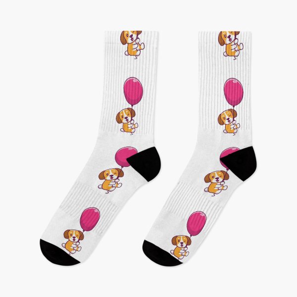 Item preview, Cute Puppy Floating with Pink Balloon designed and sold by Anke W 	 Ehrlichmann.