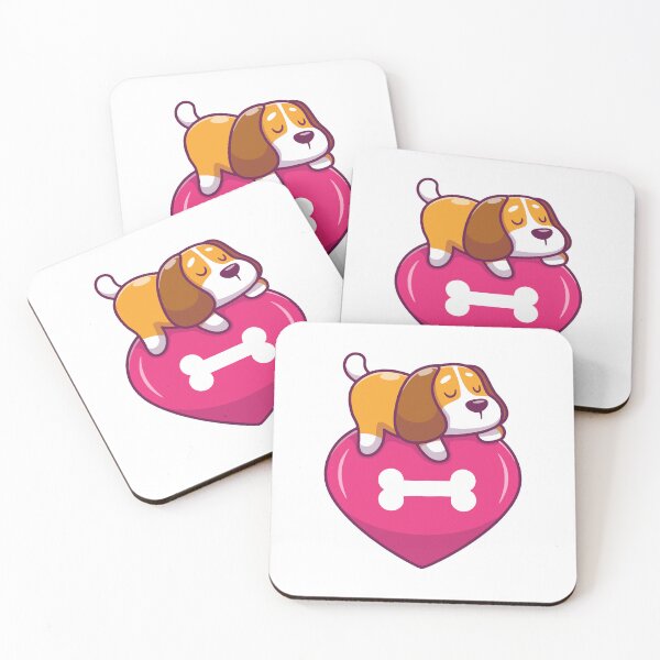 Item preview, Cute Beagle Puppy Sleeping on a Pink Heart with Bone designed and sold by Anke W 	 Ehrlichmann.