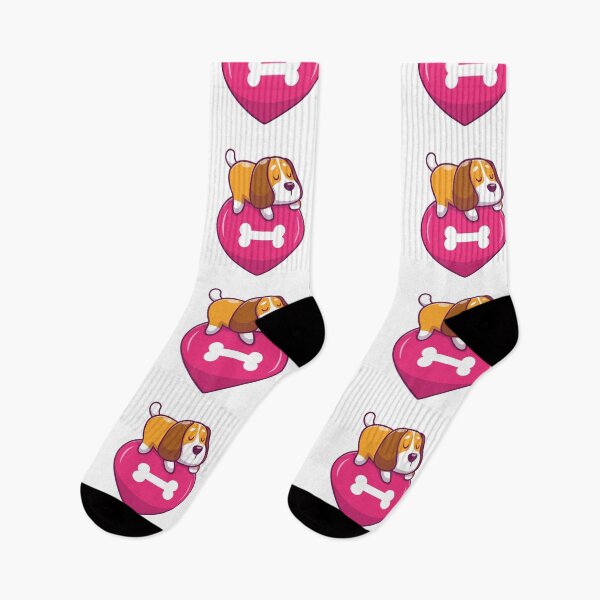 Item preview, Cute Beagle Puppy Sleeping on a Pink Heart with Bone designed and sold by Anke W 	 Ehrlichmann.