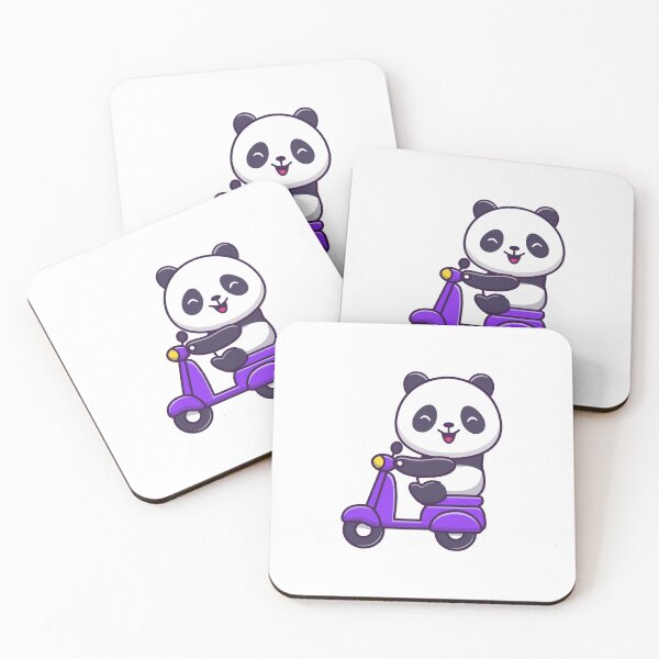 Item preview, Cute Kawaii Panda Riding a Purple Scooter Motorbike designed and sold by Anke W 	 Ehrlichmann.