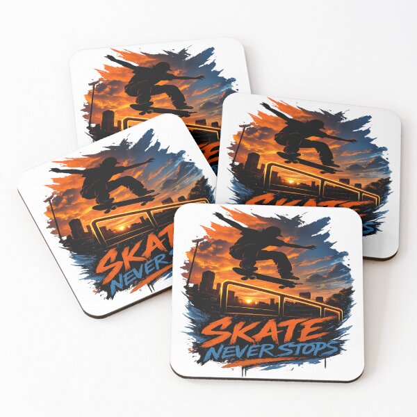 Item preview, Skate Never Stops | Sunset Rail Grind Silhouette | Motivational Skate Art designed and sold by RAMHEARTS.
