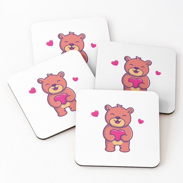 Item preview, Cute Kawaii Teddy Bear Holding a Pink Heart designed and sold by Anke W 	 Ehrlichmann.