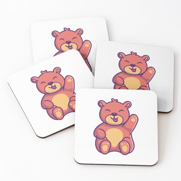 Item preview, Cute Kawaii Teddy Bear Waving Hand and Sticking Tongue Out designed and sold by Anke W 	 Ehrlichmann.