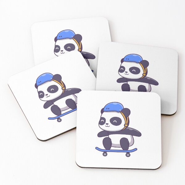 Item preview, Cute Kawaii Panda Skateboarding with Helmet designed and sold by Anke W 	 Ehrlichmann.