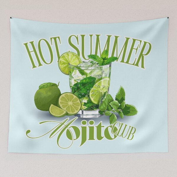 Item preview, Hot Summer Mojito Club Retro Cocktail Graphic designed and sold by SilverSeaBKK.