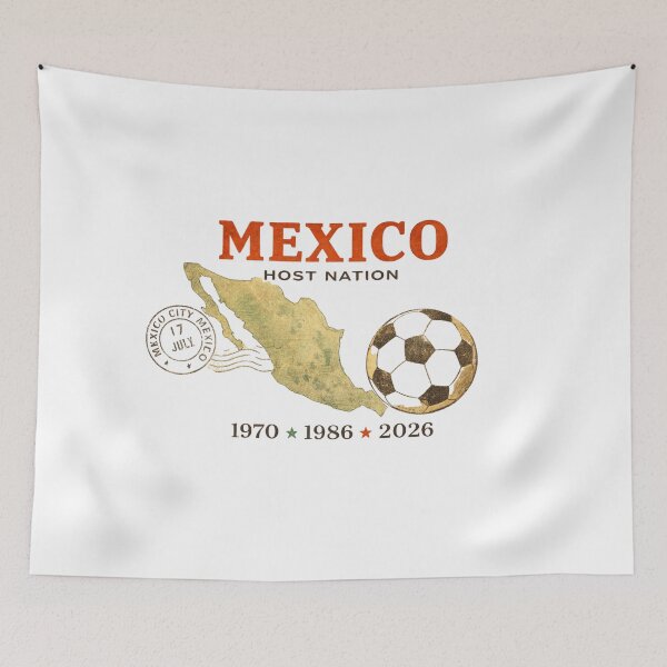 Item preview, Mexico Football Host Nation 1970 1986 2026 Vintage Retro Football Poster Design designed and sold by FlorenciaStudio.