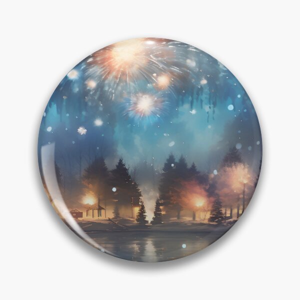 Item preview, Winter Fireworks Dreamscape Lake Art designed and sold by Amr Siam.