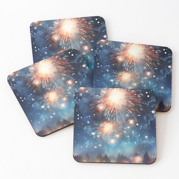 Item preview, Winter Fireworks Dreamscape Lake Art designed and sold by Amr Siam.