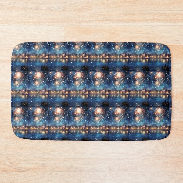Item preview, Winter Fireworks Dreamscape Lake Art designed and sold by Amr Siam.