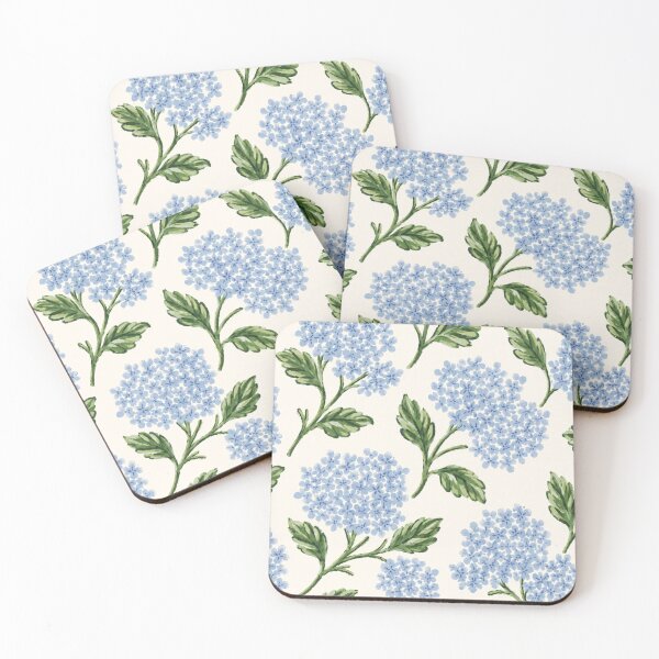 Item preview, Southern Belle Blue Hydrangeas on Ivory designed and sold by Chicken Dinner Studio.