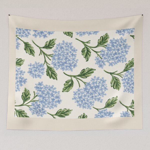 Item preview, Southern Belle Blue Hydrangeas on Ivory designed and sold by Chicken Dinner Studio.