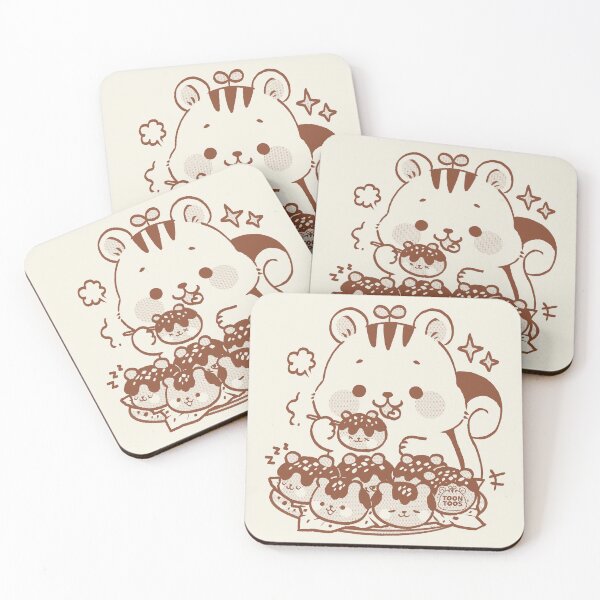 Item preview, Cute Squirrel Eating Takoyaki Kawaii Food Illustration designed and sold by ToonToos.