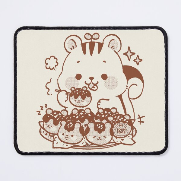 Item preview, Cute Squirrel Eating Takoyaki Kawaii Food Illustration designed and sold by ToonToos.